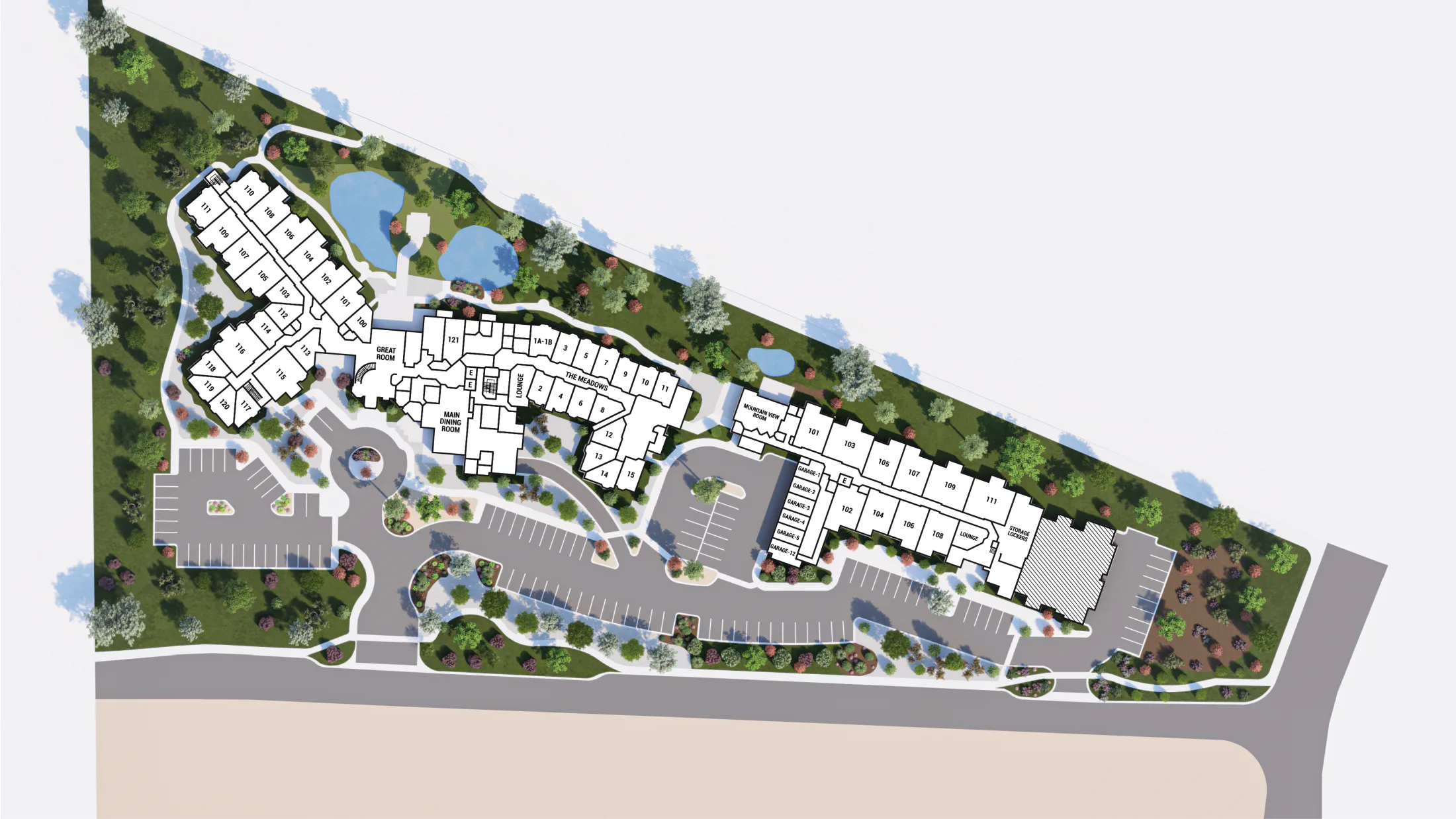 Stage-owned rendered campus plan of Golden Pond, first floor